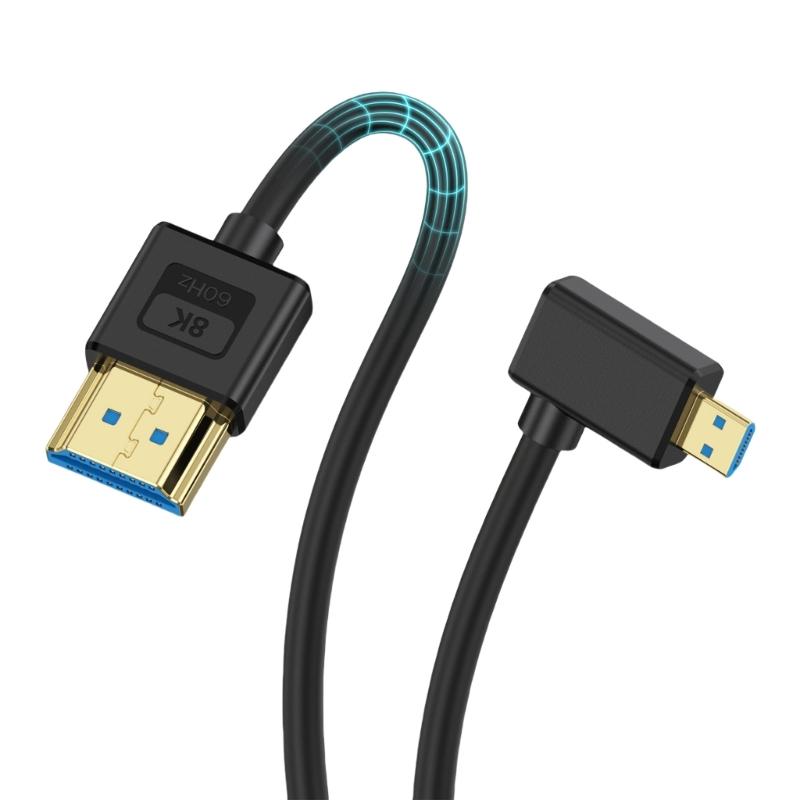 Thin Silicone 8K60hz 1080p Camera Cable Fast Speed 48Gbps 90 Degree Angle option For Cameras Tablets
