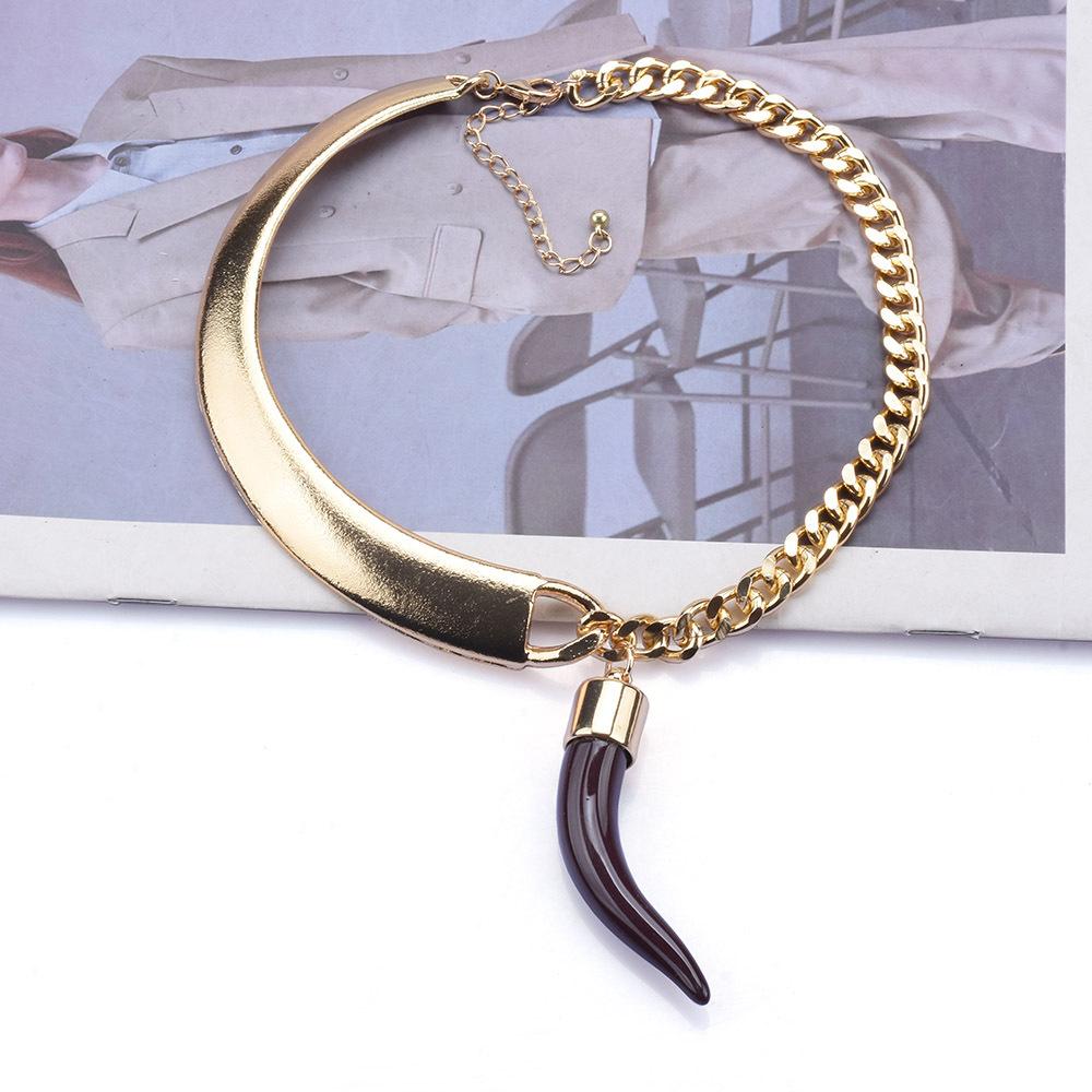 Alloy Necklace Necklace Asymmetrical Half-Curved Half-Chain Trend Accessory