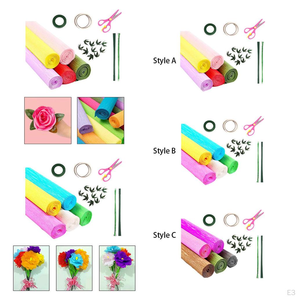 Crepe Paper Flower Craft Kit for Party Decor