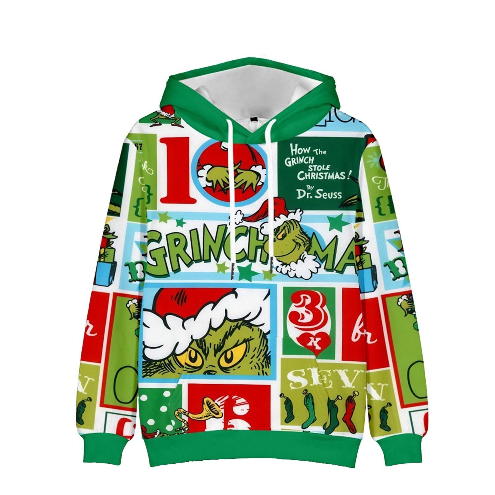 Festive Christmas Hoodie Funny Design with Christmas Tree Print Unisex Holiday Sweatshirt Cozy and Warm XXL
