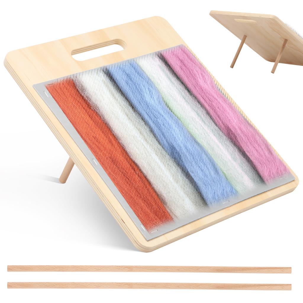 Set di Tavoletta per Mescolare la Lana con Bastoncino di Legno Strumento Pratico per Feltro ad Ago Facile da Pulire Tavoletta per Cardare la Lana per Appassionati di Artigianato