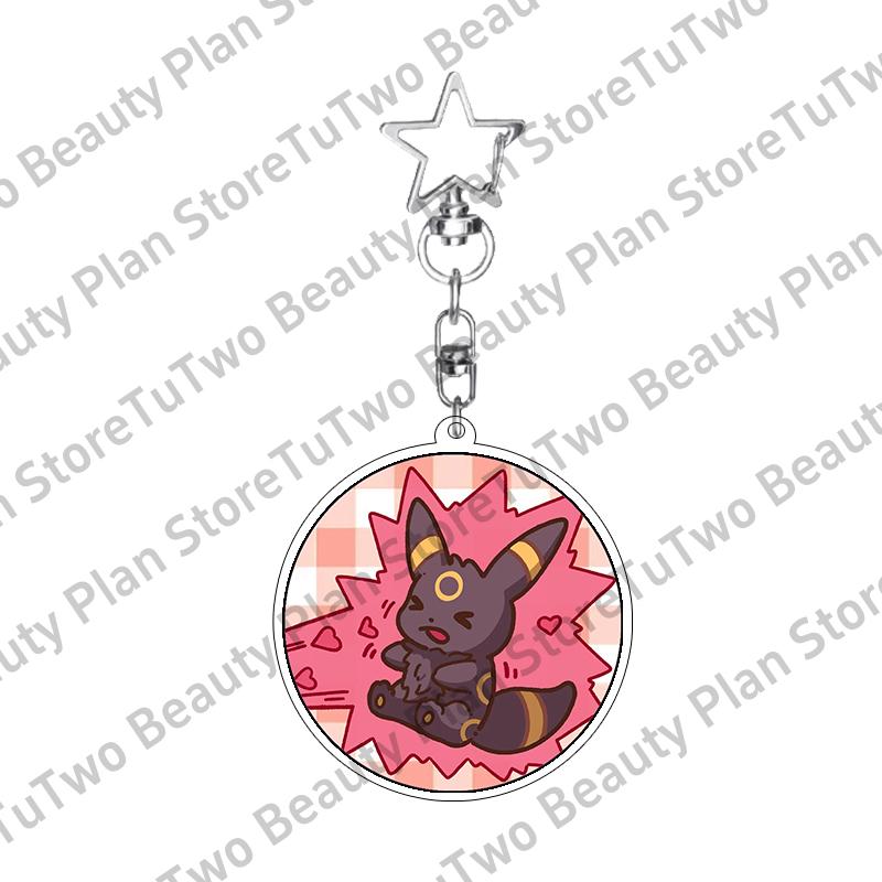 Girly Heart Acrylic Anime Sylveon Espeon Glaceon Eevee Cartoon Keychain Key Chains Keyrings Jewelry Fans Gifts Accessories Toys