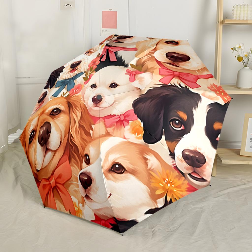 Wolf Family Moonlit Night Automatic Umbrella Compact 8 Rib Lightweight Foldable Design Durable Everyday Carry Umbrella Fashion Lovers