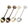 Melal Metal Coffee Spoons 4PCS Tropical Leaf Design Service Cake Utensils For Dessert Parties And Home Use