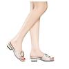 Fashion outer thick heel slippers women 2025 summer new versatile medium heel rhinestone one-word drag simple fairy sandals