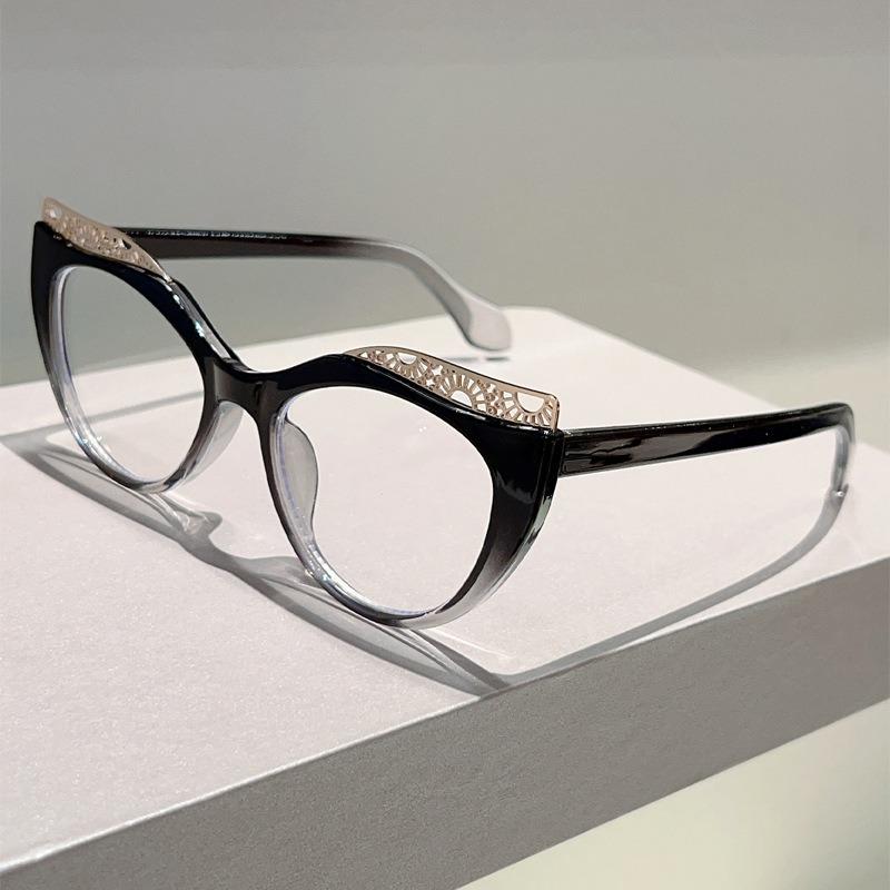 

Модный узор Дофаминовые очки «кошачий глаз» Оправа Очки с защитой от синего света Мужские Женские Большая оправа Металл Кружевной дизайн Очки