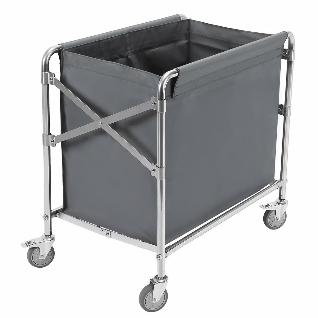 Commercial Collapsible Laundry Hamper with Wheel Folding Stainless Steel Rolling Hamper for Hotel/Nursing Home/College/Groceries