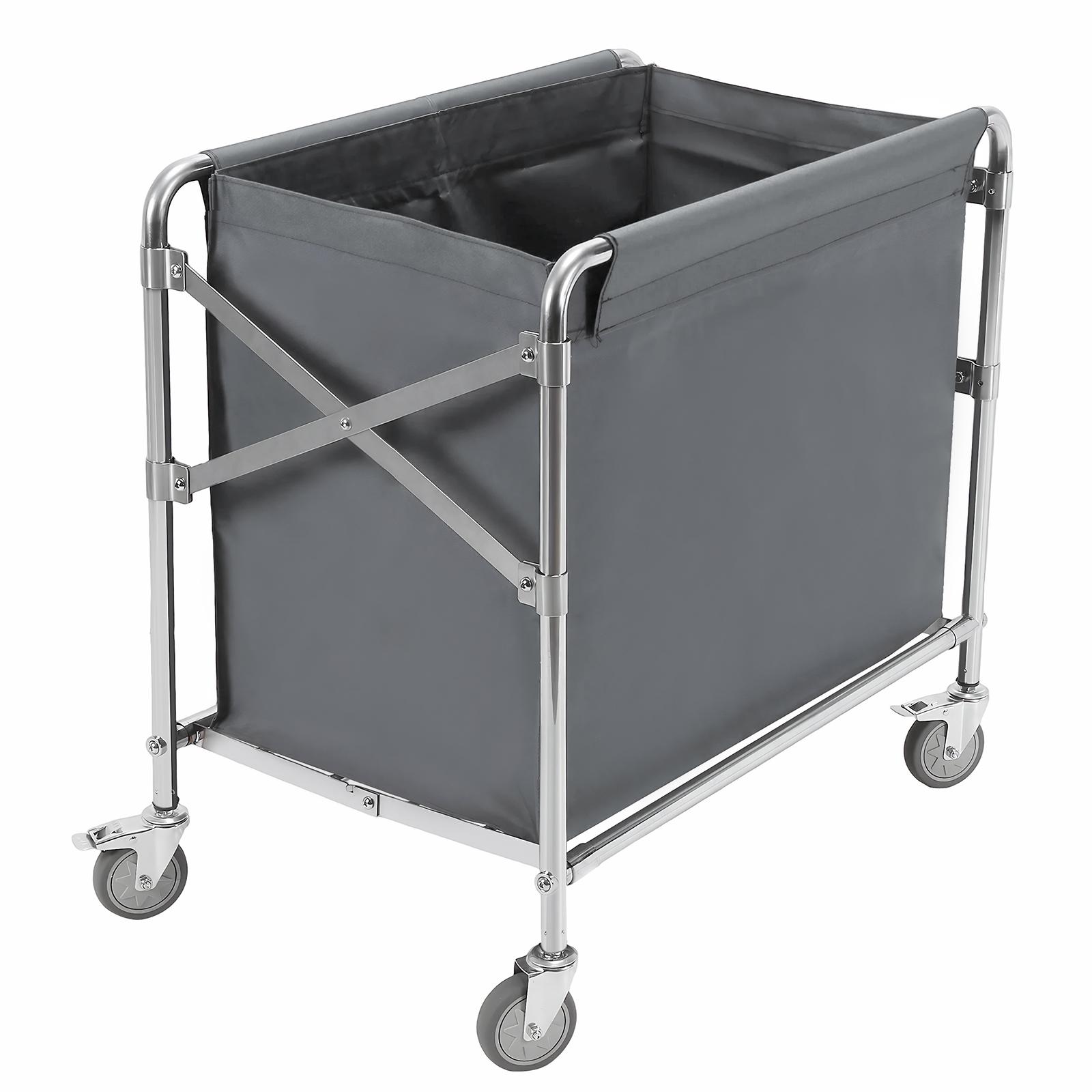 Collapsible X Cart with Wheel Collapsible Laundry Basket Trucks 33.86x31.89x20.47inch for Hotel Nursing Home College Groceries серый