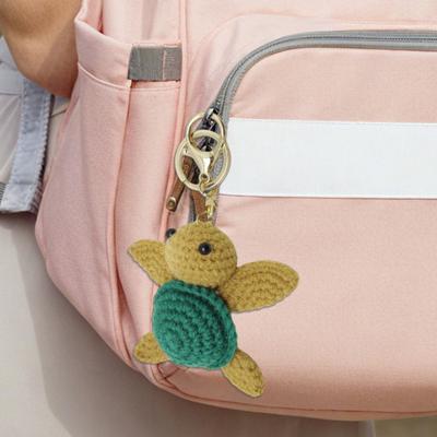 Portachiavi Tartaruga Lavorata a Maglia Filato Pregiato Uncinetto Dimensioni Compatte Portachiavi Portatile Stile Cartone Animato Mini Portachiavi Tartaruga