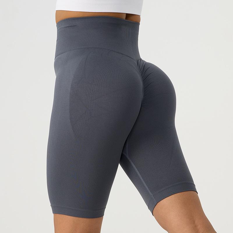 Pantaloni scurți sport stil european și american, pantaloni de fitness cu efect push-up, sportivi, mulați, cu lungime până la genunchi, cu talie înaltă, pantaloni scurți de yoga