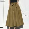 Women Casual Elastic Waist Loose Long Skirts