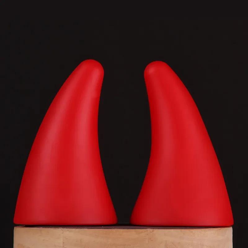 2PCS 3D Devil Horn Car Roof Decoration Stereo Bumper Hood Stickers Car Helmet Sticker Decal for Halloween Ornament Bull Horn