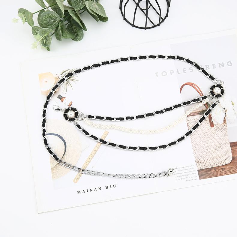 

Xiaoxiangfeng Металлическая поясная цепочка Женская модная с юбкой Декоративный костюм Тонкий ремень Цепочка Поясная печать