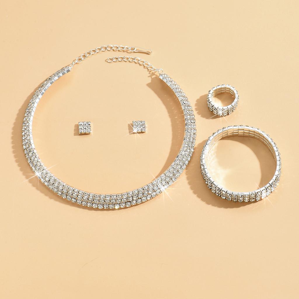 Brautschmuck Strass Krallenkette Vierteiliges Hochzeitszubehör Hochzeits Schmuckset