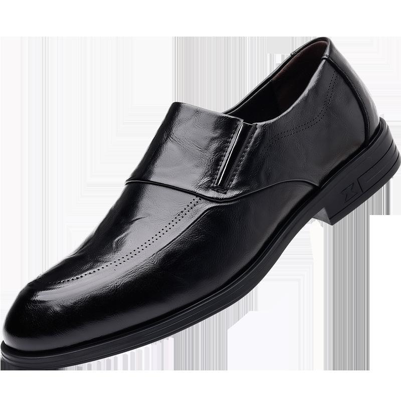 Spring new men's business leather shoes formal soft leather men's gentleman's men's shoes live broadcast popular pointed inner height-increasing shoes