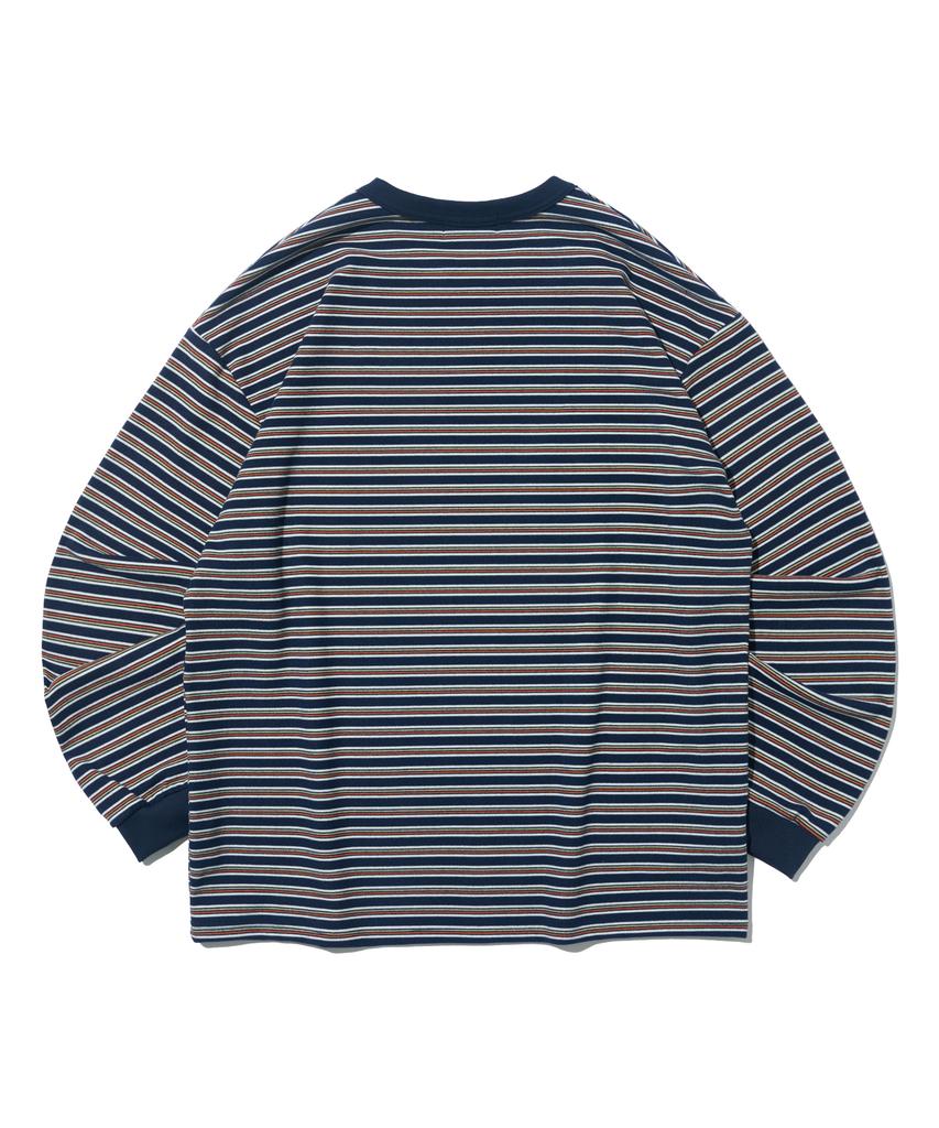 TAILOR STUDIO British Classic Striped Long Sleeve Tee (Navy)