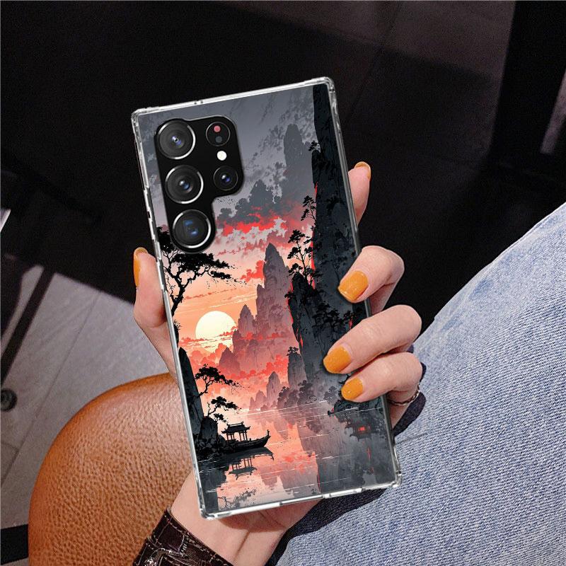 Chinese Style ink Painting Art Phnoe Case for Samsung Galaxy S26 S25 Edge S23 S24 Ultra S22 Plus S21 S20 FE Unique Cover Soft Co