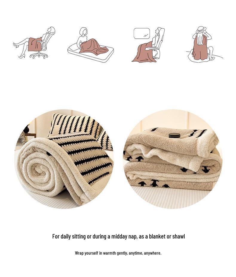 Thickened Milk Fleece Cationic Blanket - Office Nap, Sofa Cover, Shawl, Autumn/Winter Quilt