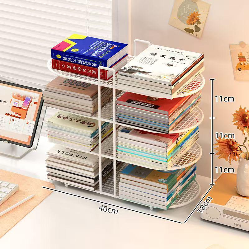 Simple Iron Art Desktop Bookshelf - Office & Student Organizer for Books & Magazines