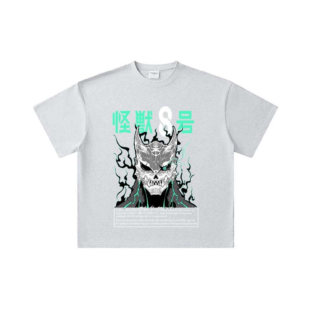 260 GSM Double Yarn 32 Count 100% Cotton Kaiju No 8 V3 Print Unisex Heavy Cotton T Shirt
