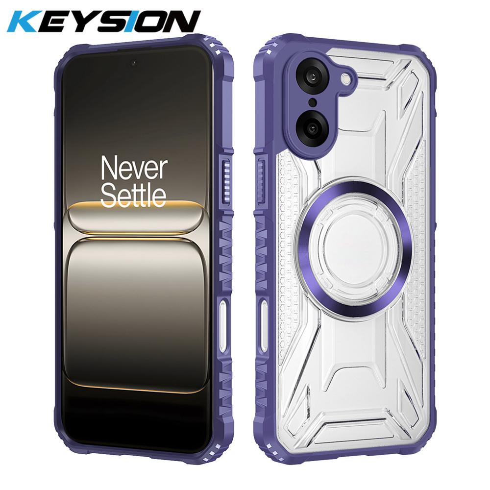 KEYSION Transparent Magnetic Case for OnePlus Nord CE5 5G Silicone+PC Heavy Duty Shockproof Phone Cover for OnePlus Nord CE 5
