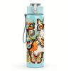 1PC Vintage Butterfly Bouquet 750ml Color Plastic Sports Water Bottle Leakproof Flip Straw Lid Suitable for Sports Office Home Use