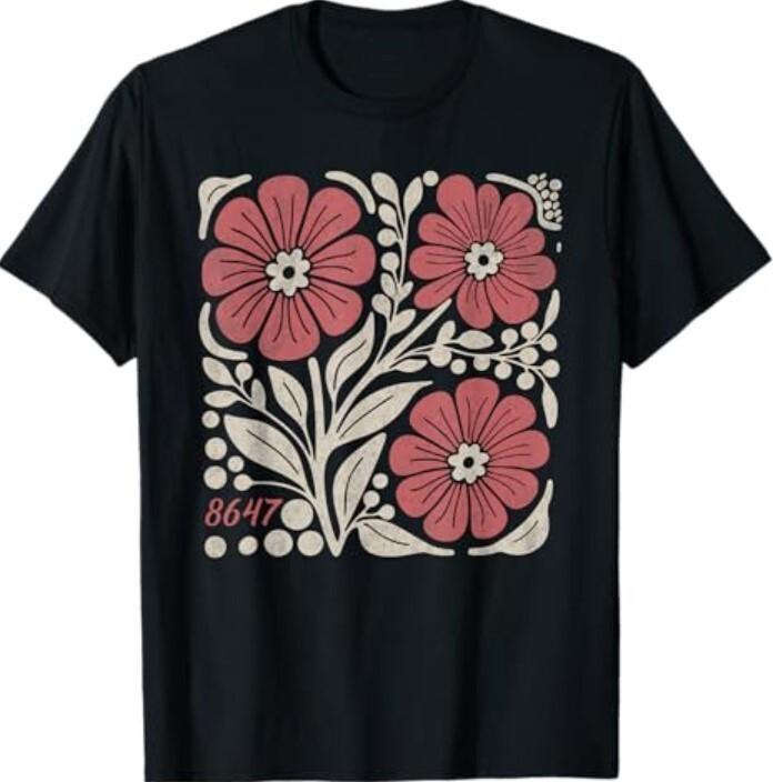 8647 Subtle Anti Trump 86 47 Floral Boho Style Shirt Unisex T-Shirt S