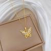 Empty Butterfly Full Diamond Light Luxury Temperament Gorgeous Full Diamond Necklace Female Versatile Collarbone Chain Titanium Steel Chain
