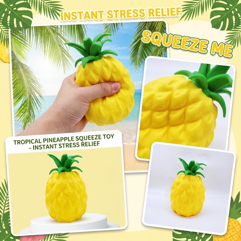 Pineapple Shaped Soft Silicone Sensory Fidget Toy Squeeze Stress Relief Toy for Adults and Kids Durable and Portable