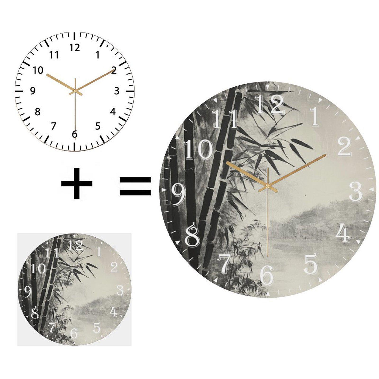 Custom Business Round Glass Wall Clock 30x30cm Logo Printing Silent for Reception Office 12 in(30.48cm)