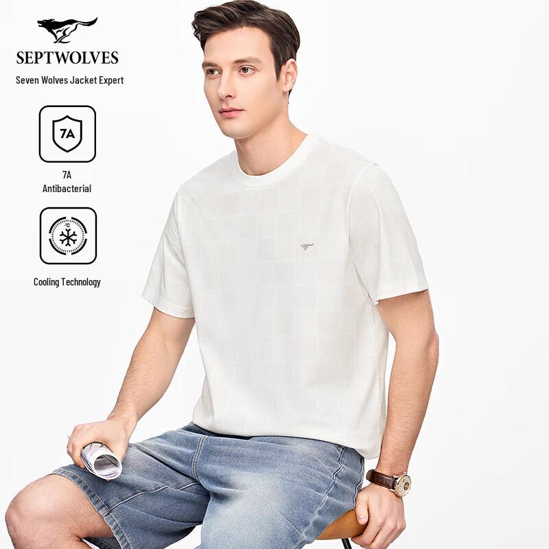 Qipilong Men s 7A Antibacterial Cool Touch Plaid Short Sleeve T-Shirt 175/92A