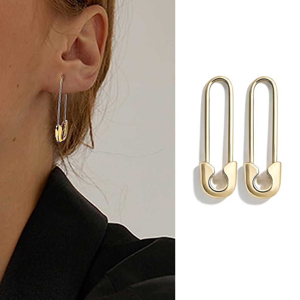 Classic Safety Pin Earings for Women Men Unisex Paper Clip Gold Silver Black Color Zinc Alloy Fashion Earings Jewelry Gift