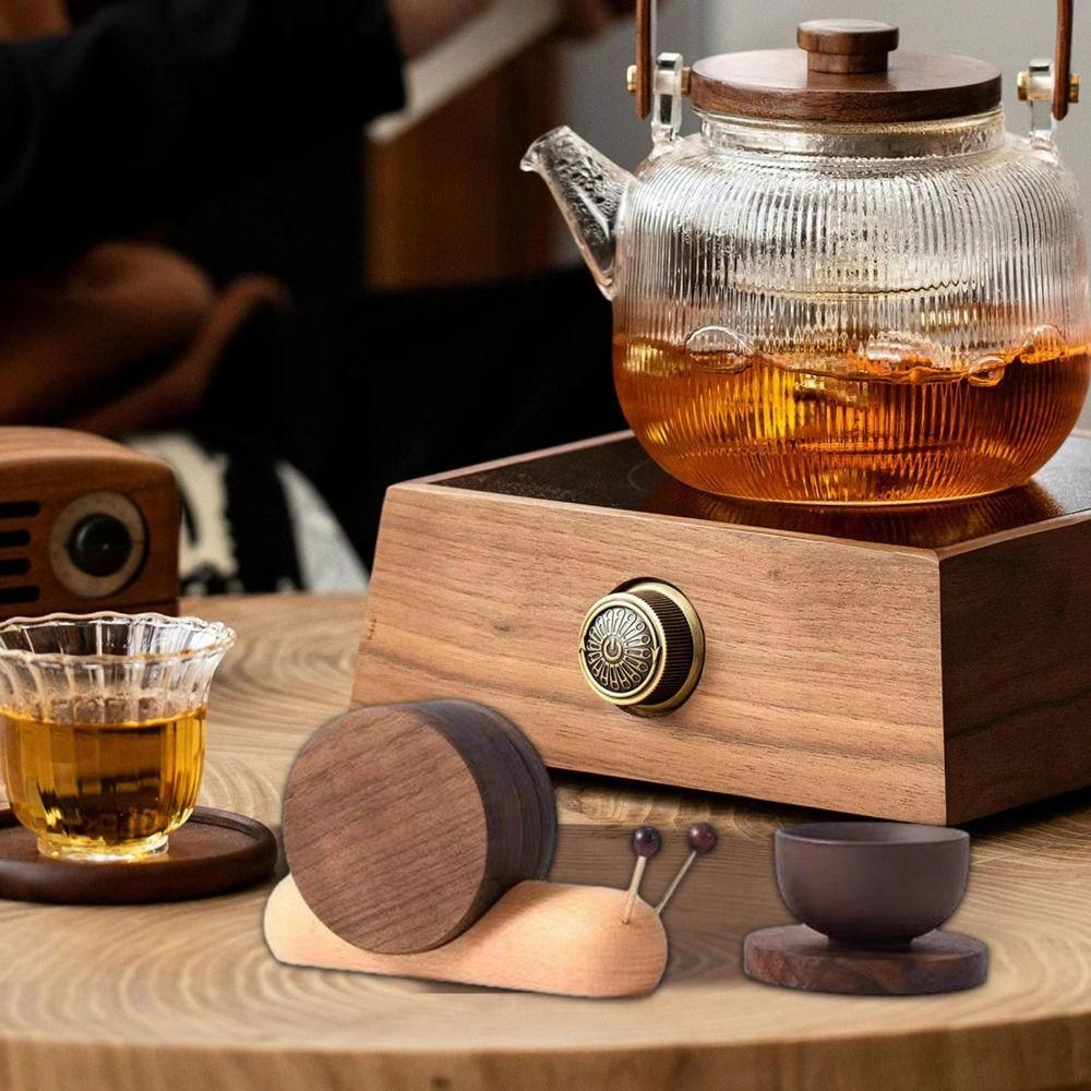 Snail Shape Drink Coaster Set Walnut Wooden Table Insulation Pad Cute Tea Cup Mat  Living Room