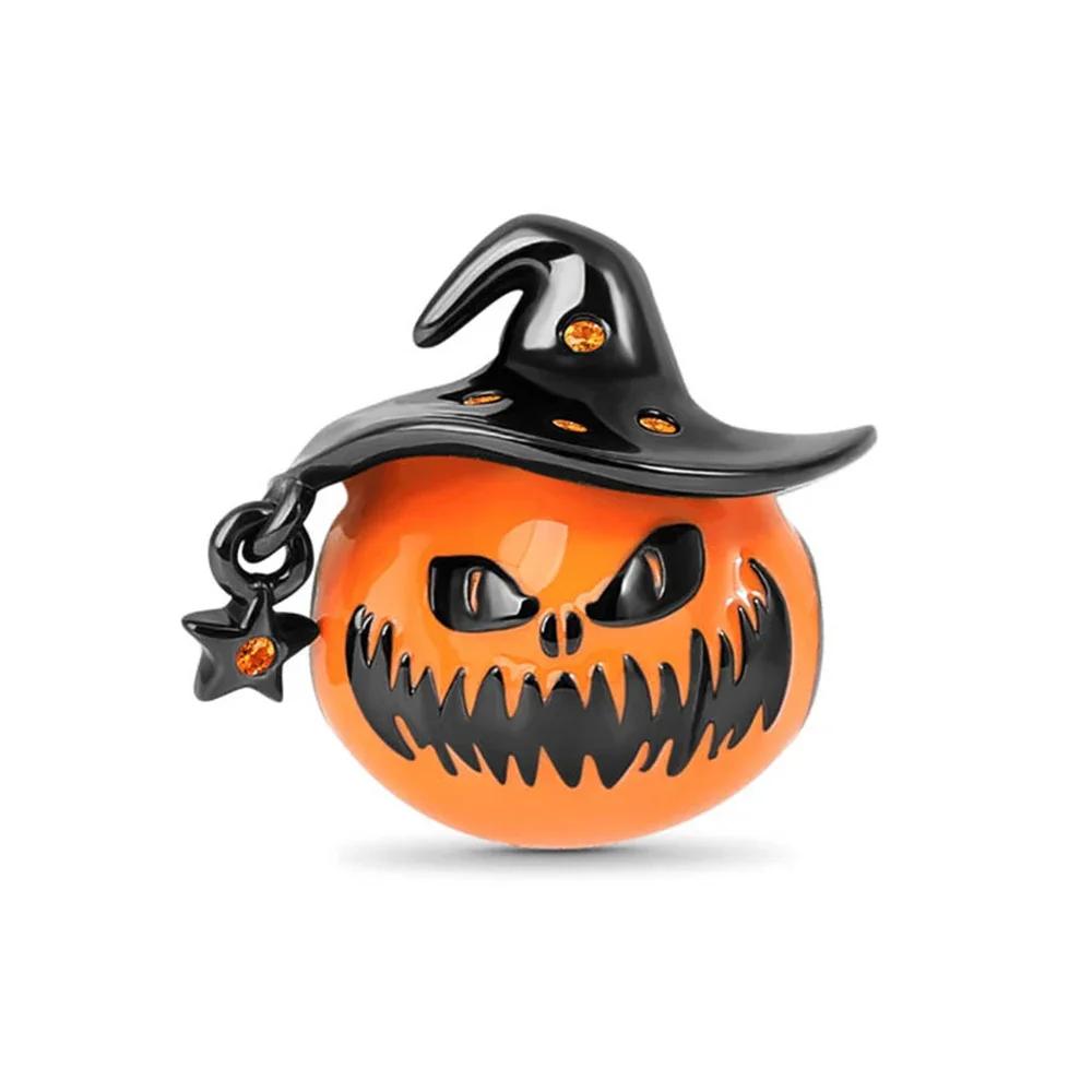 Copper Halloween Series Luminous Pumpkin Blood Devil Charm For Women Original Bracelet Diy Jewelry Making Gift
