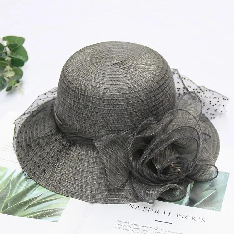 

WTEMPO Женские сетчатые лоскутные элегантные большие поля складные солнцезащитные шляпы однотонные повседневные универсальные летние солнцезащитные пляжные шляпы 1pc чёрный