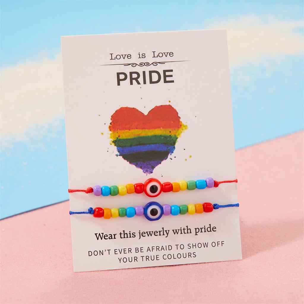 2 szt./zestaw Ręcznie robione Żywiczne Kryształowe Tęczowe Koralikowe Bransoletki LGBT Dla Kobiet Mężczyzn Ręcznie robione Plecione Bransoletki dla Pary Biżuteria Miłość Duma