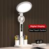 Night Light LED Clock Table Lamp USB Chargeable Dimmable Desk Lamp Plug In LED Fan Light Foldable Eye Protection  Clearance