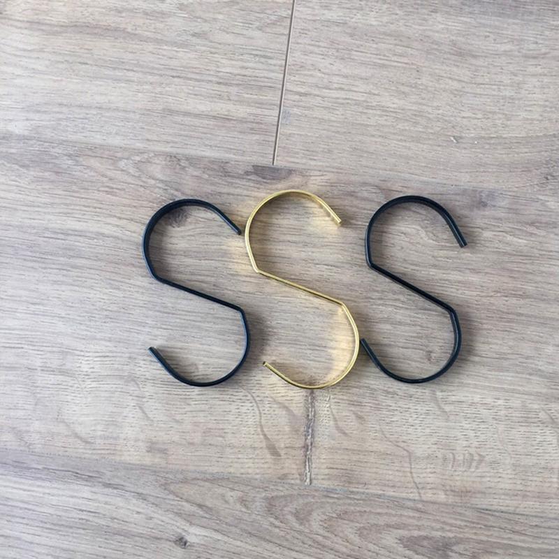 6 Color Metal Hook Brushed Decorative Hook S Hook Flat Clothes Hook Multifunctional Kitchen Wall Bedroom Clothing Wardrobe Hooks