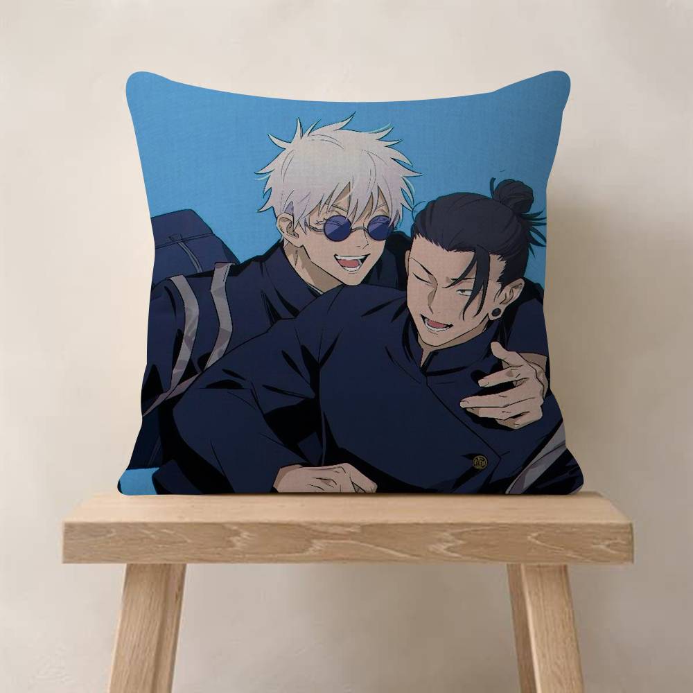Anime gojo X geto Cushion Cover Pillowcase Upholstery Sofa Throw Pillow Home Decor Pillowcas