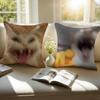 Meme Funny Pet Cat Funny Memes Cushion Cover Pillowcase Antidustmite Invisible Zipper Short Plush Sofa Cushion