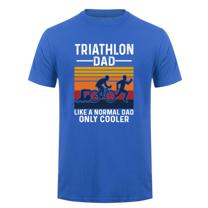 Triathlon Dad T Shirt Unisex Vintage Sports Graphic Tee Swimming Cycling Running Gift For Dad Father Day Casual Shirt DA