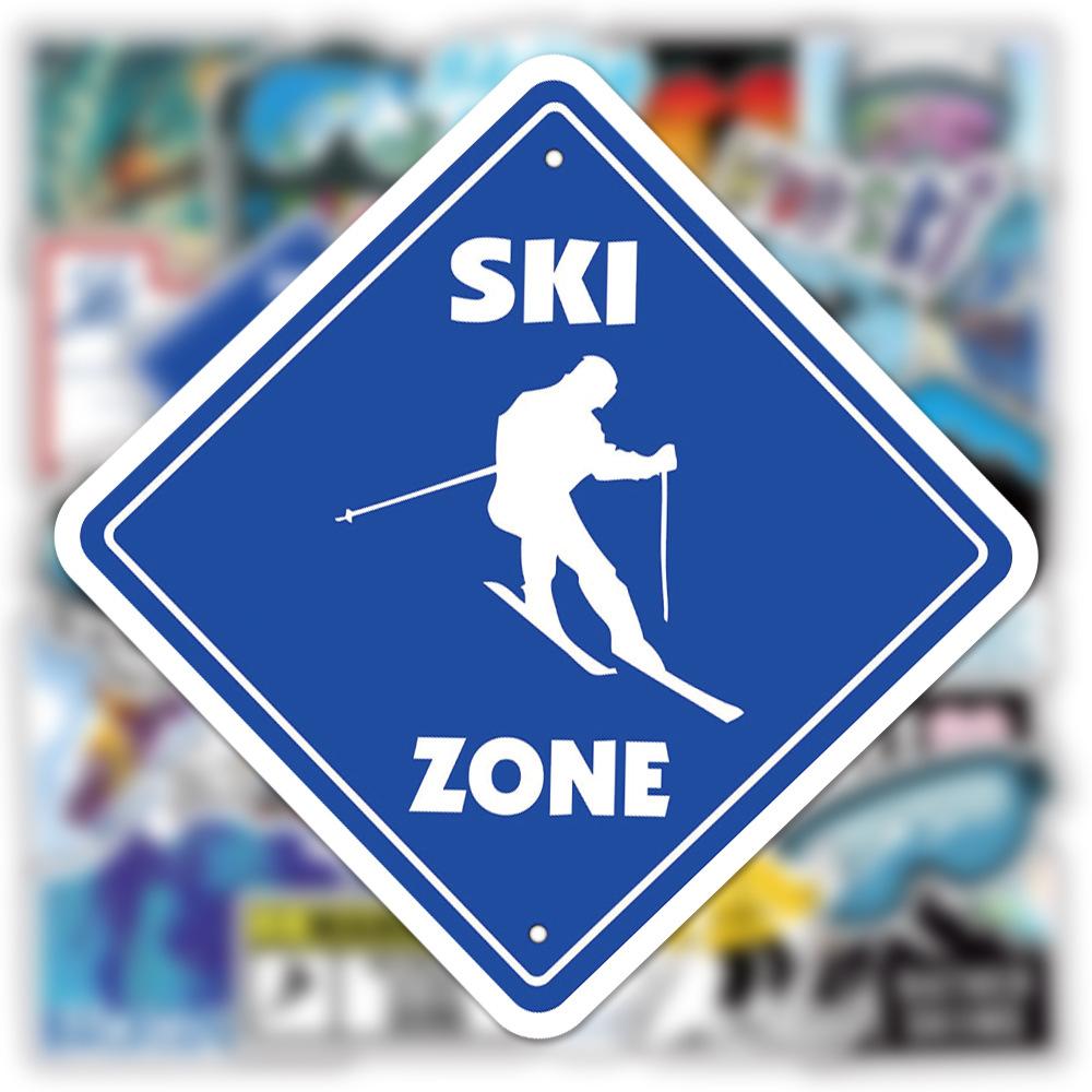 10/30/50pcs Cool Winter Ski Cartoon Stickers Outdoor Sports Decals DIY Luggage Scrapbook Snowboard Adventure Graffiti Sticker