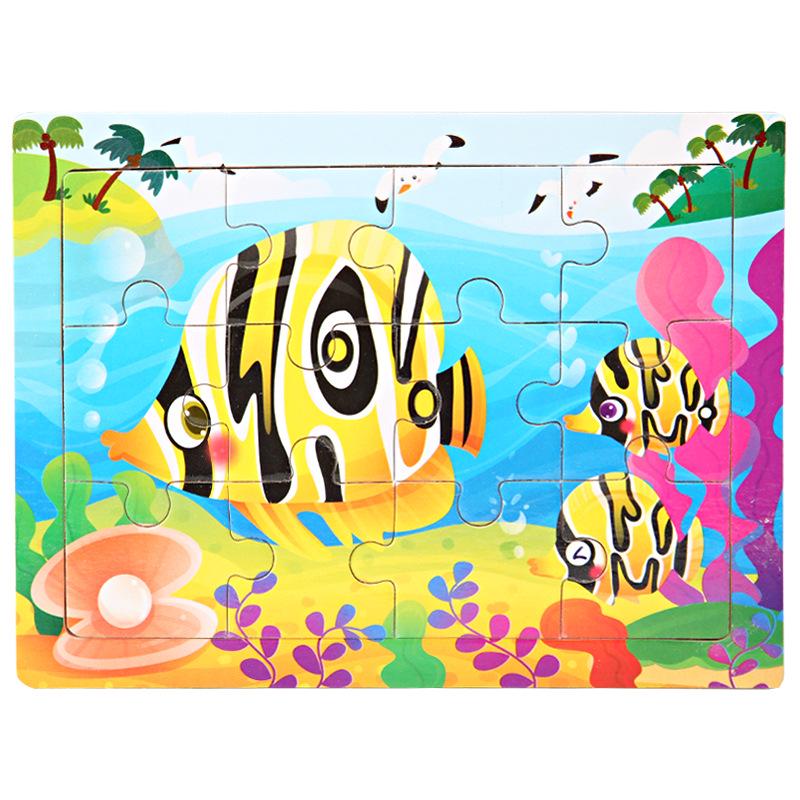 15*11cm 3D Puzzle Cartoon Animals Wood Puzzle Kids Cognitive Jigsaw Puzzle Baby Wooden Toys Educational Toys for Children