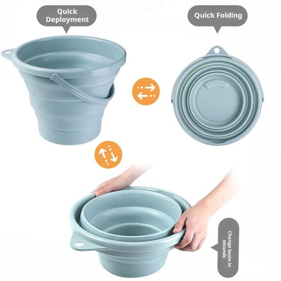 5/10L Outdoor Folding Bucket Great Load Bearing Handle Leakproof Thick Collapsible Space-saving Hanging