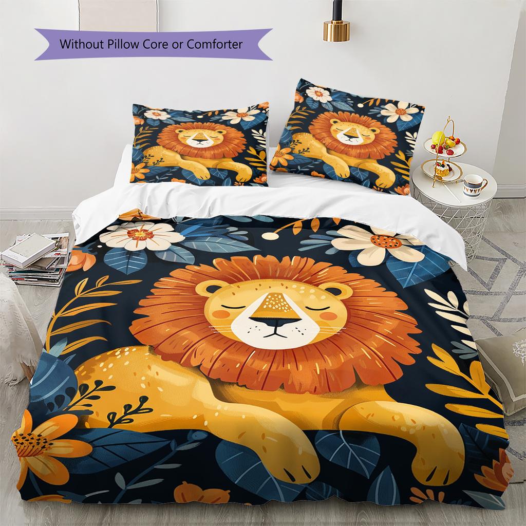 Cartoon Pattern Bedding Quilt Set Quilt Cover Pillowcase Home Decoration Birthday Gift (1 * Duvet Cover + 2 * Pillowcase, Without Core)