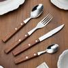 Japanese Korean Style Rosewood Handle Cutlery Set: 304 Stainless Steel Knife, Fork, and Spoon for Hotels and Restaurants