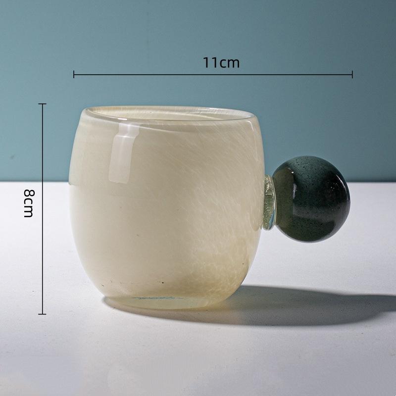 Geometric Glass Water Cup Spherical Handle Coffee Mug Glazed Glass Vase Mugs Coffee Cups Wine Glasses Drinking Glasses