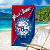 Custom Name Beach Towel 76ers Basketball Team Beach Towel, Soft Microfiber, Gift for Her/Him, Birthday, for Pool, Beach, Travel, Fan Gifts