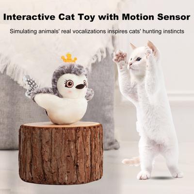 Flapping Wings Cat Toy USB Rechargeable Interactive Plush Bat Owl Chicken Toy Squeaking Catnip Toy Chirping Animals Electric Toy