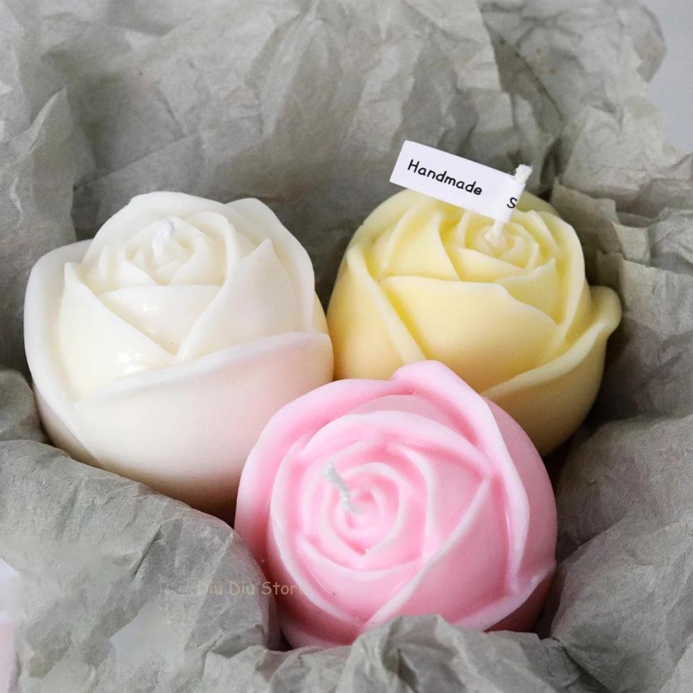 Valentine's Day Rose Silicone Candle Mold DIY Flowers Scented Candle Soap Craft Gift Making Resin Ice Chocolate Cake Baking Mold